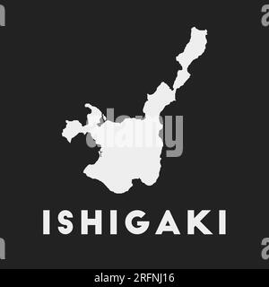 Ishigaki-Symbol. Inselkarte auf dunklem Hintergrund. Stilvolle Karte von Ishigaki mit Inselname. Vektordarstellung. Stock Vektor
