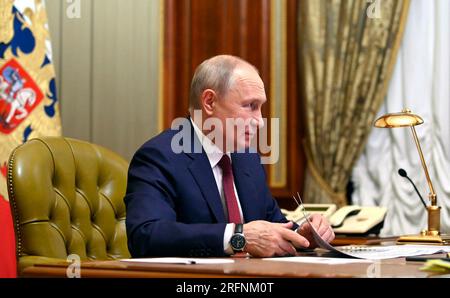 Wladimir PUTIN (Präsident Russlands). Parade in St. Petersburg und Kronstadt am 30. Juli 2023. Foto: Der Kreml Moskau Via Stockfoto