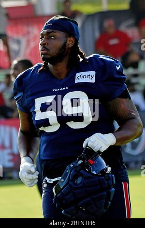 Houston Texan Guard Kenyon Green #59, der am 28. Juli 2023 während des Houston Texans Trainingslagers im Houston Methodist Training Center, Houston Texas, auf das Feld ging. (Danny Creme / Bild von Sport) Stockfoto