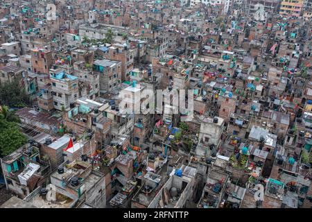 Das gestrandete Pakistanis Relief Camp in Dhaka Mohammadpur, allgemein bekannt als das „Genfer Camp“. Die "gestrandeten Pakistanis" haben dort Sünde gelebt Stockfoto