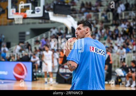 Athen, Lombardei, Griechenland. 4. Aug. 2023. 44 NTINOS MITOGLOU von Griechenland während des International Friendly.Match zwischen Griechenland und Slowenien im OAKA Stadium am 4. August 2023, in.Athen, Griechenland. (Kreditbild: © Stefanos Kyriazis/ZUMA Press Wire) NUR REDAKTIONELLE VERWENDUNG! Nicht für den kommerziellen GEBRAUCH! Kredit: ZUMA Press, Inc./Alamy Live News Stockfoto