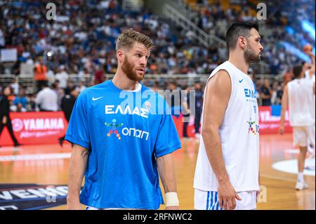 Athen, Lombardei, Griechenland. 4. Aug. 2023. 0 THOMAS WALKUP mit 16 KOSTAS PAPANIKOLAOU with of Greece während des International Friendly.Match zwischen Griechenland und Slowenien im OAKA-Stadion am 4. August 2023, in.Athen, Griechenland. (Kreditbild: © Stefanos Kyriazis/ZUMA Press Wire) NUR REDAKTIONELLE VERWENDUNG! Nicht für den kommerziellen GEBRAUCH! Kredit: ZUMA Press, Inc./Alamy Live News Stockfoto