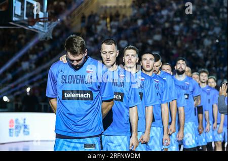 Athen, Lombardei, Griechenland. 4. Aug. 2023. Slowenische Nationalmannschaft während der International Friendly match.between Griechenland und Slowenien im OAKA Stadium am 4. August 2023, in.Athen, Griechenland. (Kreditbild: © Stefanos Kyriazis/ZUMA Press Wire) NUR REDAKTIONELLE VERWENDUNG! Nicht für den kommerziellen GEBRAUCH! Kredit: ZUMA Press, Inc./Alamy Live News Stockfoto