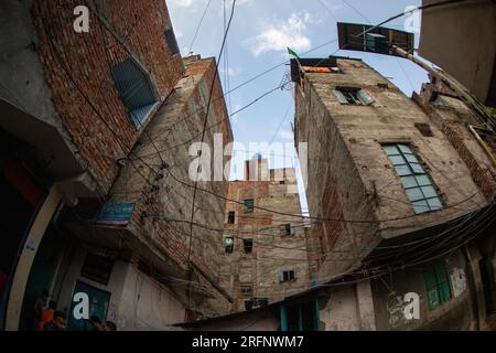 Das gestrandete Pakistanis Relief Camp in Dhaka Mohammadpur, allgemein bekannt als das „Genfer Camp“. Die "gestrandeten Pakistanis" haben dort Sünde gelebt Stockfoto