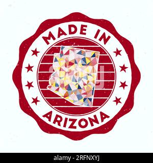 Hergestellt In Arizona. Runder Stempel des US-Bundesstaates. Siegel von Arizona mit Randform. Vintage-Abzeichen mit kreisförmigem Text und Sternen. Vektorabbildung. Stock Vektor