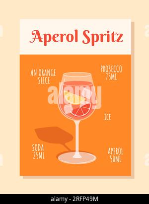 Aperol Spritz-Inhaltsstoffe-Vektorkonzept Stock Vektor