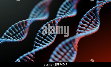 Gepunktete abstrakte DNA-Struktur mit Hintergrundbeleuchtung. Mikroskopischer Stil. Medizinwissenschaftlicher Hintergrund. Stock Vektor