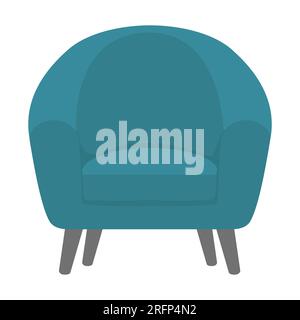 Bequemer Stuhl, Innendesign-Element für Wohnzimmer oder Schrank, Vorderansicht, Flachvektordarstellung Stock Vektor