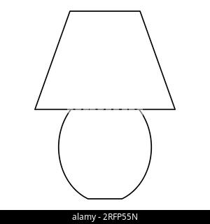 Tisch- oder Schreibtischleuchte, Innendesign-Element für Wohnzimmer oder Schrank, Doodle-Style-Flachvektorzeichnung für Kinder Malbuch Stock Vektor