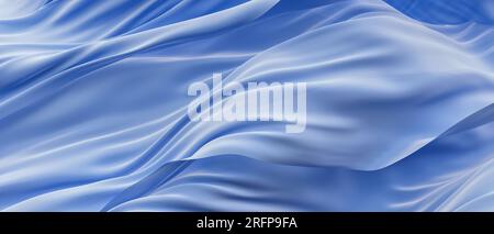 Nahaufnahme eines blauen Materials mit geschwungenem Muster. Stockfoto