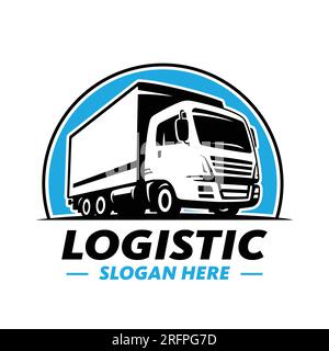 Logo Logistikfahrzeug. Designvorlage LKW-Logo. Vektordarstellung. Stock Vektor