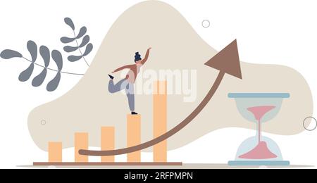 Zeitwert des Geldes, langfristige Investitionen, Geschäftswachstum oder Erfolg wachsendes Geschäft, Gewinn- oder Investitionsgewinn-Konzept.Flachvektor-Illustration Stock Vektor