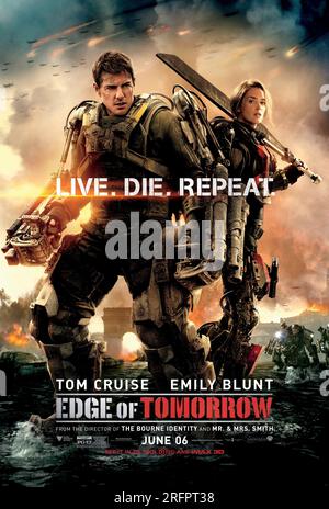 Das Kinoposter „Edge of Tomorrow“ Tom Cruise & Emily Blunt Stockfoto