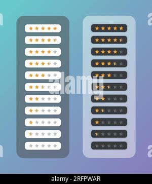 Satz mit 5 Sternen. Vektordarstellung EPS10. Isoliertes Badge für Website oder App. Stock Vektor