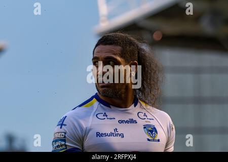 Halliwell Jones Stadium, Warrington, England. 4. August 2023. Warrington Wolves gegen Catalans Dragons, Betfred Super League. Kredit: Mark Percy/Alamy Stockfoto