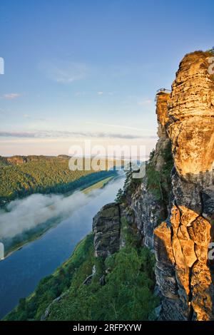 Blick am Morgen von der Bastei-Brücke Stockfoto