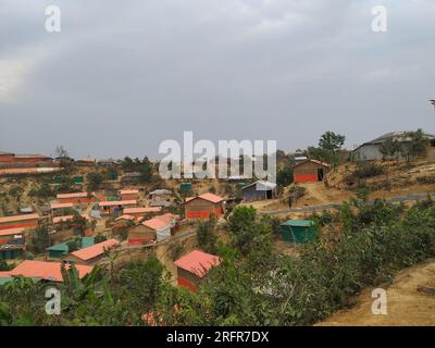 Rohingya-Flüchtlingslager und Blick auf das Hauslager in Bangladesch Stockfoto