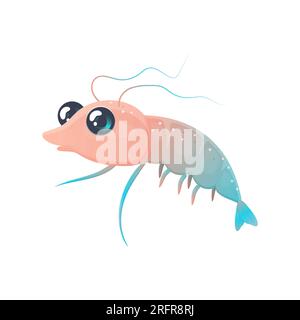 Kawaii süße Garnelen-Vektordarstellung. Meeresbewohner-Iustration Stock Vektor
