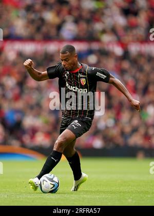 Andy Diouf von RC Lens während des Vorsaison-Freundschaftsspiels in Old Trafford, Manchester. Foto: Samstag, 5. August 2023. Stockfoto