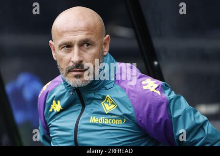 Fiorentinas Manager Vincenzo Italiano vor dem Sela-Cup-Spiel in St. James' Park, Newcastle-upon-Tyne. Foto: Samstag, 5. August 2023. Stockfoto