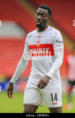 Sheffield, Großbritannien. 05. Aug. 2023. VfB Stuttgart Forward Silas Katompa Mvumpa (14) beim Sheffield United FC vs VfB Stuttgart FC Pre-Season Friendly Match in Bramall Lane, Sheffield, Großbritannien am 5. August 2023 Credit: Every second Media/Alamy Live News Stockfoto