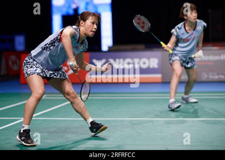 Sydney, Australien. 05. Aug. 2023. Yuki Fukushima aus Japan in Aktion beim Doppel-Frauenspiel am 5. Tag der SATHIO GROUP Australian Badminton Open 2023 zwischen Japan und Korea am 5. August 2023 im Quaycenter in Sydney, Australien. Kredit: IOIO IMAGES/Alamy Live News Stockfoto