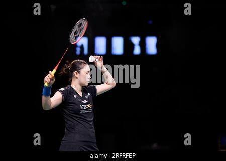 Sydney, Australien. 05. Aug. 2023. Kim GA Eun aus Korea in Aktion während des Frauenspiels im Singles am 5. Tag der SATHIO GROUP Australian Badminton Open 2023 zwischen Japan und Korea am 5. August 2023 im Quaycenter in Sydney, Australien. Kredit: IOIO IMAGES/Alamy Live News Stockfoto