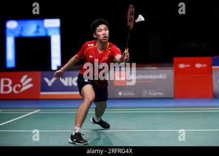 Sydney, Australien. 05. Aug. 2023. Weng Hong Yang von China in Aktion während des Singles-Spiels der Männer am 5. Tag der SATHIO GROUP Australian Badminton Open 2023 zwischen Malaysia und China im Quaycenter am 5. August 2023 in Sydney, Australien. Kredit: IOIO IMAGES/Alamy Live News Stockfoto