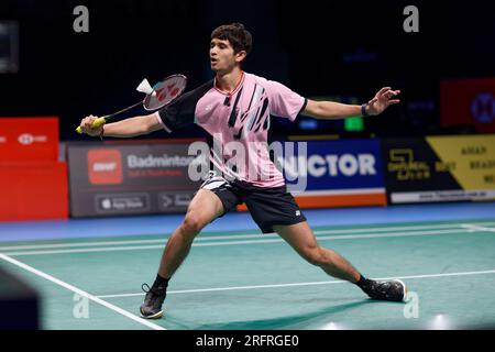 Sydney, Australien. 05. Aug. 2023. Priyanshu Rajawat aus Indien in Aktion während des Singles-Spiels für Männer am 5. Tag der SATHIO GROUP Australian Badminton Open 2023 zwischen Indien und Indien am 5. August 2023 im Quaycenter in Sydney, Australien. Kredit: IOIO IMAGES/Alamy Live News Stockfoto