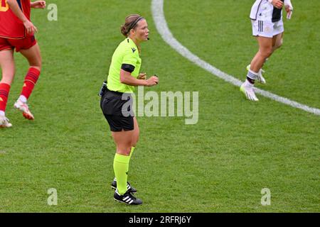 Leuven, Belgien. 30. Juli 2023. Schiedsrichter Frida Klarlund bei einem Fußballspiel zwischen Frauen unter 19 Mannschaften Spaniens und Deutschlands beim UEFA-Europapiel für Frauen unter 19 Jahren am Freitag, den 30. Juli 2023 in Leuven, Belgien, Kredit: Sportpix/Alamy Live News Stockfoto