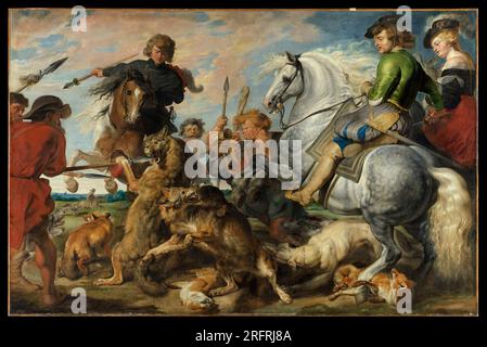 Wolf und Fox Hunt. Peter Paul Rubens. CA. 1616 Stockfoto