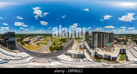 360 Grad Panorama Ansicht von Aerial Drohne 360 Foto austin Texas City Scene Sommer 2023