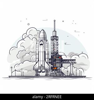 Kennedy Space Center handgezeichnete Comic-Illustration. Kennedy Space Center. Vektor-Doodle-Zeichentrickfilm-Illustration Stock Vektor