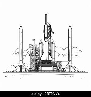 Kennedy Space Center handgezeichnete Comic-Illustration. Kennedy Space Center. Vektor-Doodle-Zeichentrickfilm-Illustration Stock Vektor