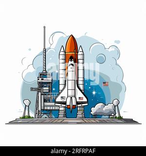 Kennedy Space Center handgezeichnete Comic-Illustration. Kennedy Space Center. Vektor-Doodle-Zeichentrickfilm-Illustration Stock Vektor