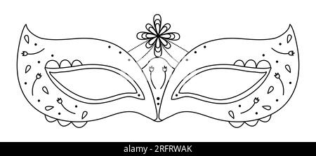 Schwarze Linie Maskenmaske für purim und la mascarada, Illustration für Karneval Stock Vektor