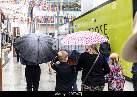 London, Großbritannien. 05. Aug. 2023. Wetter im Vereinigten Königreich: Warnung vor fallenden Bäumen, Unebenheiten und Stromausfällen, als Sturm Antoni Großbritannien umklammert. Kredit: Sinai Noor/Alamy Live News Stockfoto