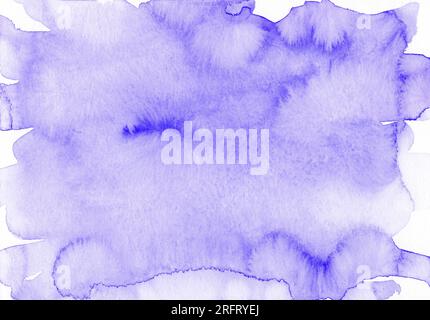 Blaue Aquarelltextur mit weichen Verläufen, organischen Kanten und künstlerischem, handgemalten abstrakten Hintergrund. Stockfoto