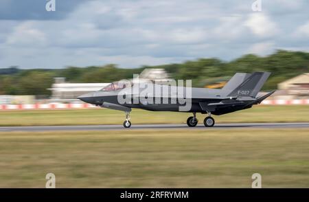 Royal Netherlands Air Force F-35A Lightning II Ankunft im Royal International Air Tattoo Stockfoto