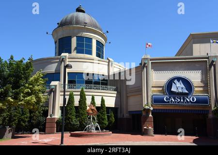 Halifax, Kanada - 2. August 2023: Das Casino Nova Scotia, Halifax, wurde 1985 am Hafen von Halifax eröffnet und ist eine beliebte Attraktion in der Tourismusbranche ori Stockfoto