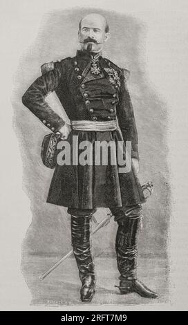 Louis-Jules Trochu (1815-1896). Französischer Militär und Politiker. Porträt. Gravur von R. Cremer. "Historia de la Guerra Franco-Alemana de 1870-1871". Veröffentlicht in Barcelona 1891. Autor: Gravierer R. Cremer (19. Jahrhundert). Stockfoto