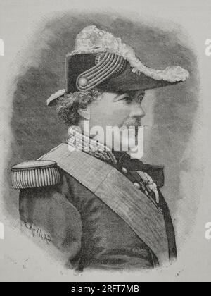 Francois Sure de Canrobert (1809-1895). Marschall von Frankreich. Porträt. Gravur von E. Krell. "Historia de la Guerra Franco-Prusiana de 1870-1871". Veröffentlicht in Barcelona 1891. Stockfoto