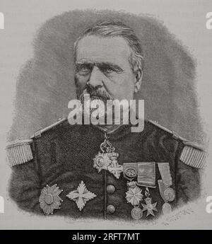 Emmanuel Felix de Wimpffen (1811-1884). Französischer General. Porträt. Gravur von Cremer. "Historia de la Guerra Franco-Alemana de 1870-1871". Veröffentlicht in Barcelona 1891. Stockfoto