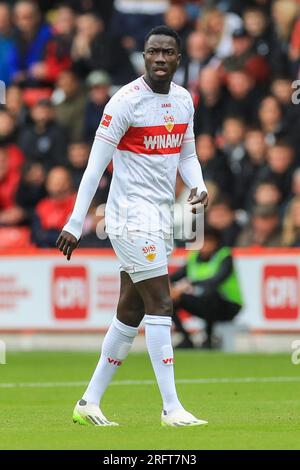 Sheffield, Großbritannien. 05. Aug. 2023. VfB Stuttgart Forward Silas Katompa Mvumpa (14) beim Sheffield United FC vs VfB Stuttgart FC Pre-Season Friendly Match in Bramall Lane, Sheffield, Großbritannien am 5. August 2023 Credit: Every second Media/Alamy Live News Stockfoto