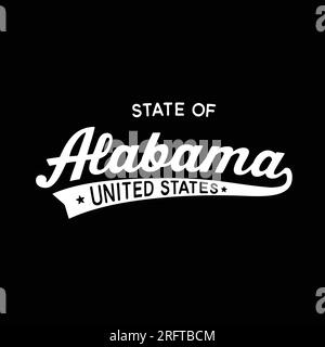 Schriftzug „State of Alabama“. Alabama, USA, Typografie-Design. Alabama, Textdesign. Vektor und Illustration. Stock Vektor