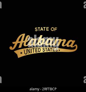 Schriftzug „State of Alabama“. Alabama, USA, Typografie-Design. Alabama, Textdesign. Vektor und Illustration. Stock Vektor