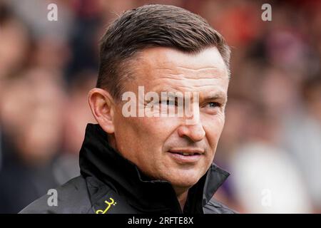 Sheffield, Großbritannien. 05. Aug. 2023. Sheffield United Manager Paul Heckingbottom beim Sheffield United FC gegen VfB Stuttgart FC Pre-Season Friendly Match in Bramall Lane, Sheffield, Großbritannien am 5. August 2023 Credit: Every second Media/Alamy Live News Stockfoto