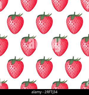 Wasserfarbenes, rotes Erdbeermuster auf weißem Hintergrund. Design für Textil, Stoff, Einwickeln von paper.design-Schrott, Einladungen und Stockfoto