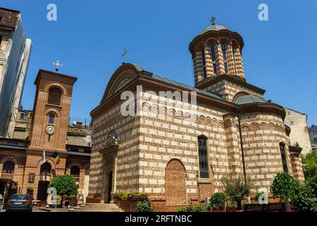 Bukarest, Rumänien - 05. Juli 2023: Kirche des Heiligen Antonius - Alter Fürstenhof erbaut von Mircea Ciobanul im Jahr 1559, der ältesten in Bukarest. Das ist es auch Stockfoto