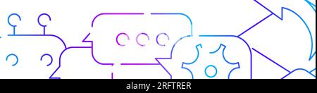 Hintergrund für Support-, Verbindungs-, Hilfethemen für horizontale Banner oder Vorlagen für unteren Rand. Flache, moderne Gradientenlinienvektordarstellung isoliert Stock Vektor